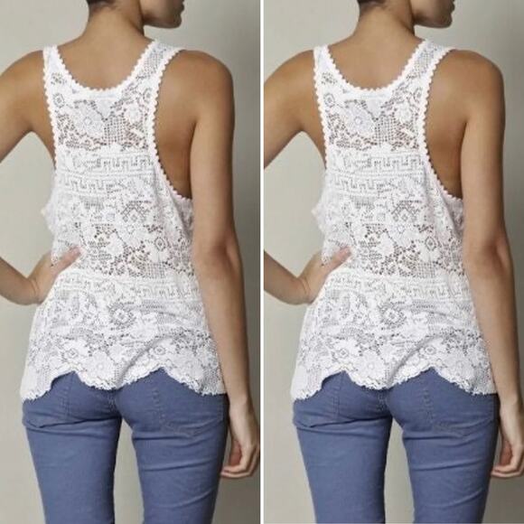 Isabel Marant Etoile Lace Knit Racerback Tank Top in White Size 6 - Picture 1 of 12